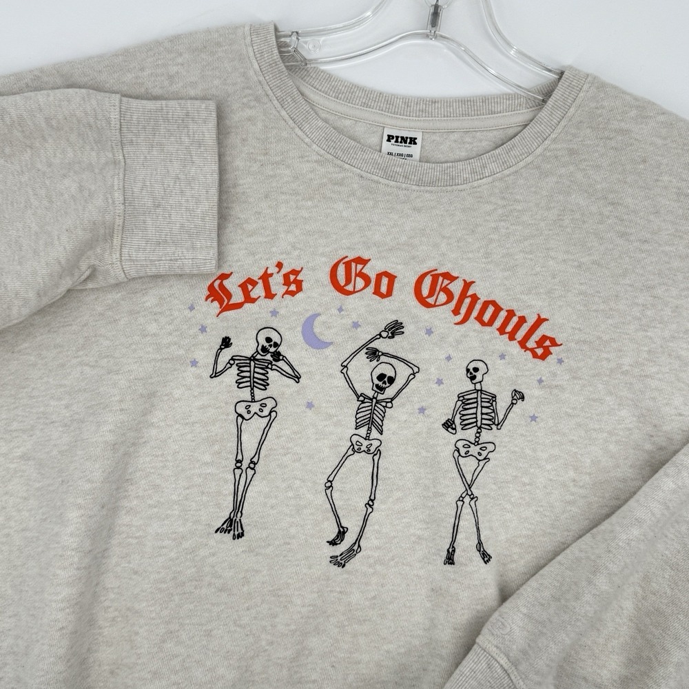 PINK Victoria's Secret Let's Go Ghouls Skeleton Halloween Sweatshirt XXL Lounge